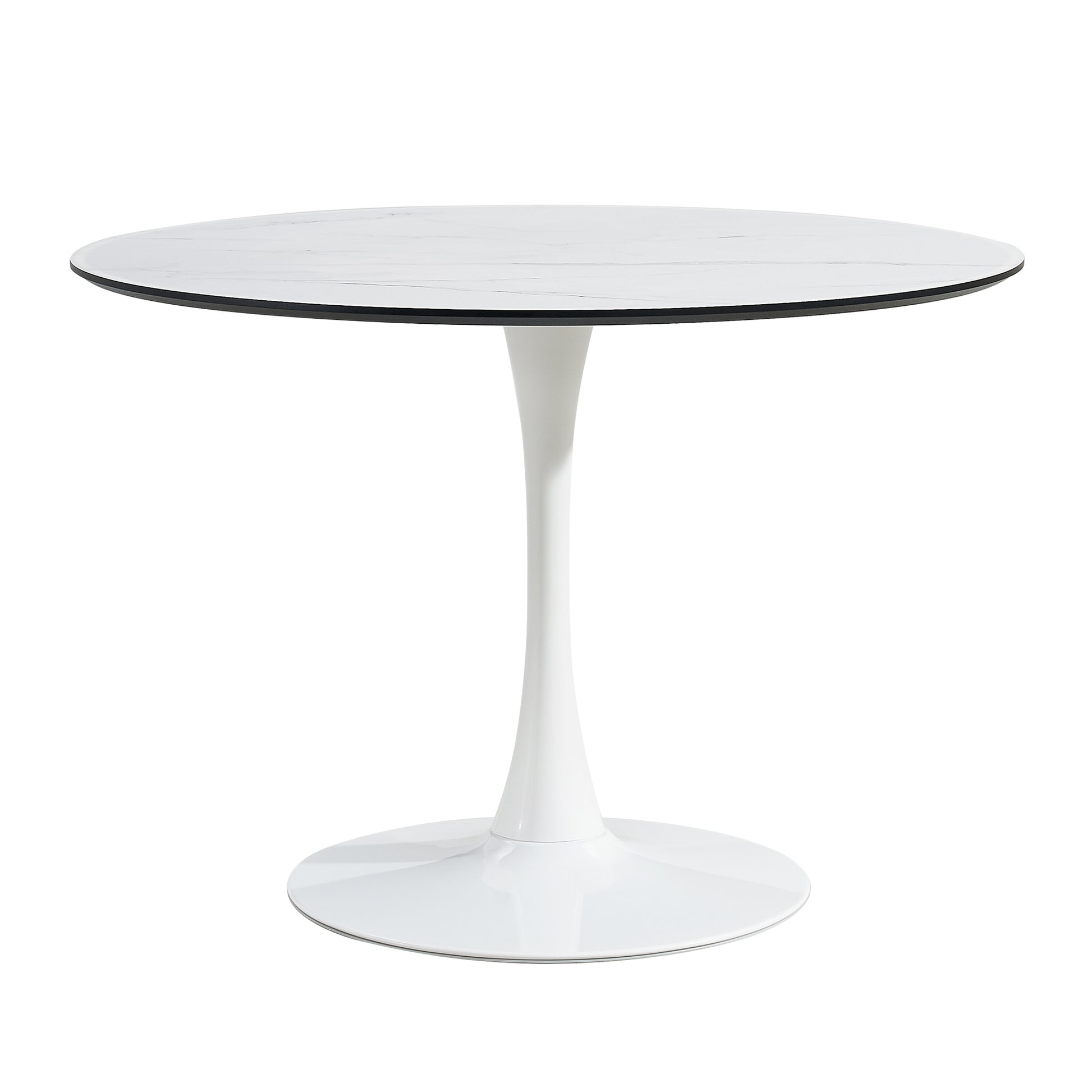 Tulip Dining Table ,Dia. 106Cm Round, Wht, Marble Wht, 1Pc Per Ctn White Seats 4 White European Round Mdf
