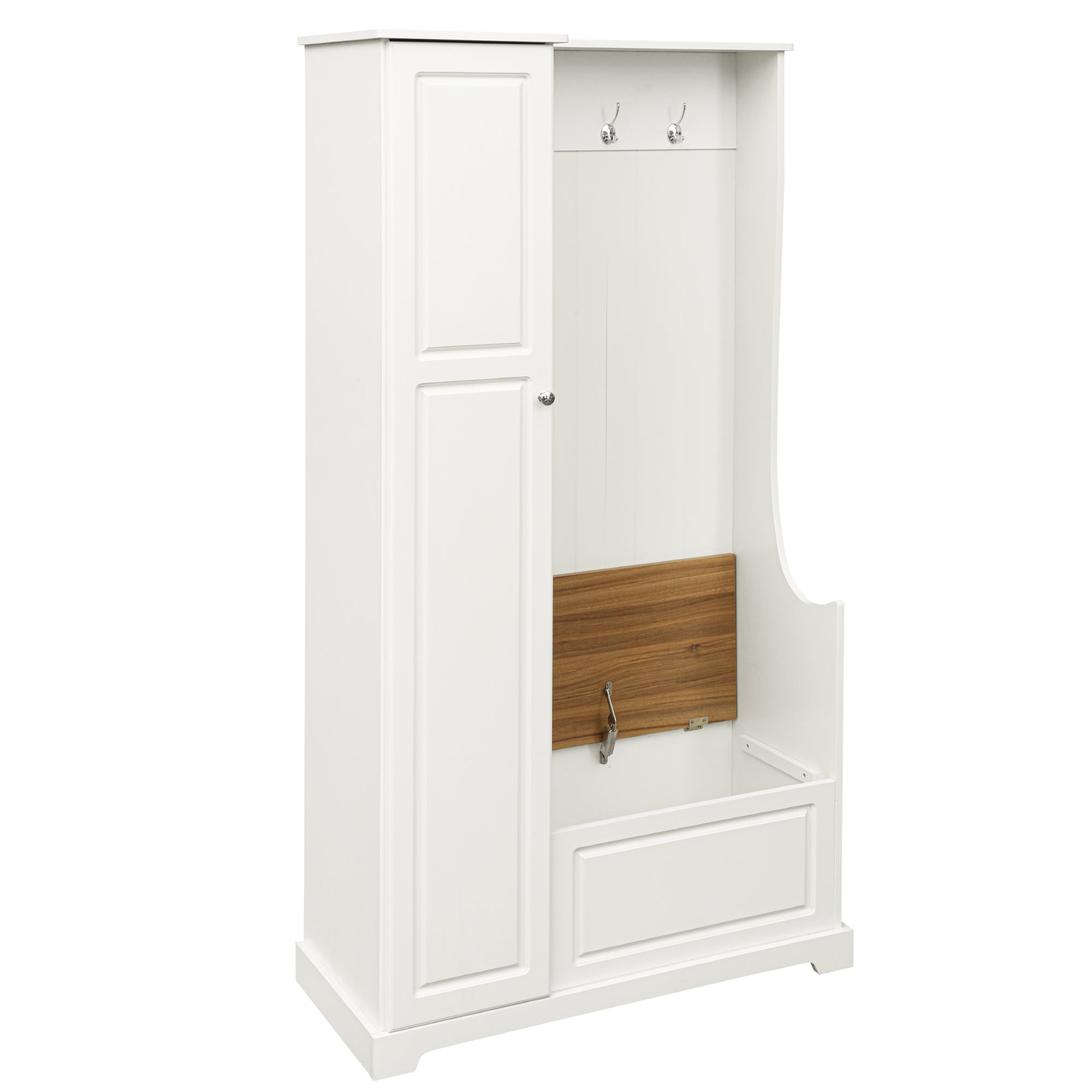 ON TREND Stylish Design Hall Tree with Flip Up Bench high back-white-primary living