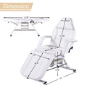 Massage Salon Tattoo Chair With Two Trays Esthetician Bed With Hydraulic Stool,Multi Purpose 3 Section Facial Bed Table, Adjustable Beauty Barber Spa Beauty Equipment, White White Metal