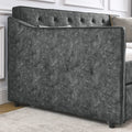 Twin Size Daybed With Twin Size Trundle Upholstered Tufted Sofa Bed, Waved Shape Arms, Grey 80.5
