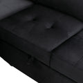 Sleeper Sectional Sofa, L Shape Corner Couch Sofa Bed With Storage Ottoman & Hidden Arm Storage & Usb Charge For Living Room Apartment, Black Black Velvet 4 Seat