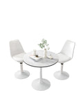 Tulip Dining Table ,32In Round, White, Mable Black, 1Pc Per Ctn White White Desk And Chair Set Round Kitchen & Dining Tables Mdf