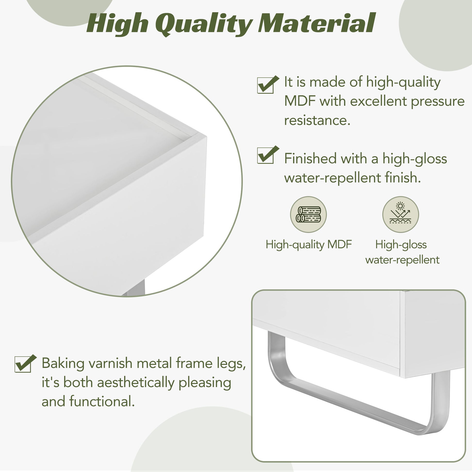 Multi Functional Coffee Table With Lifted Tabletop, Contemporary Cocktail Table With Metal Frame Legs, High Gloss Surface Dining Table For Living Room, White White Soft Close Drawers Primary Living Space Contemporary Manual Freestanding Rectangular Hutch