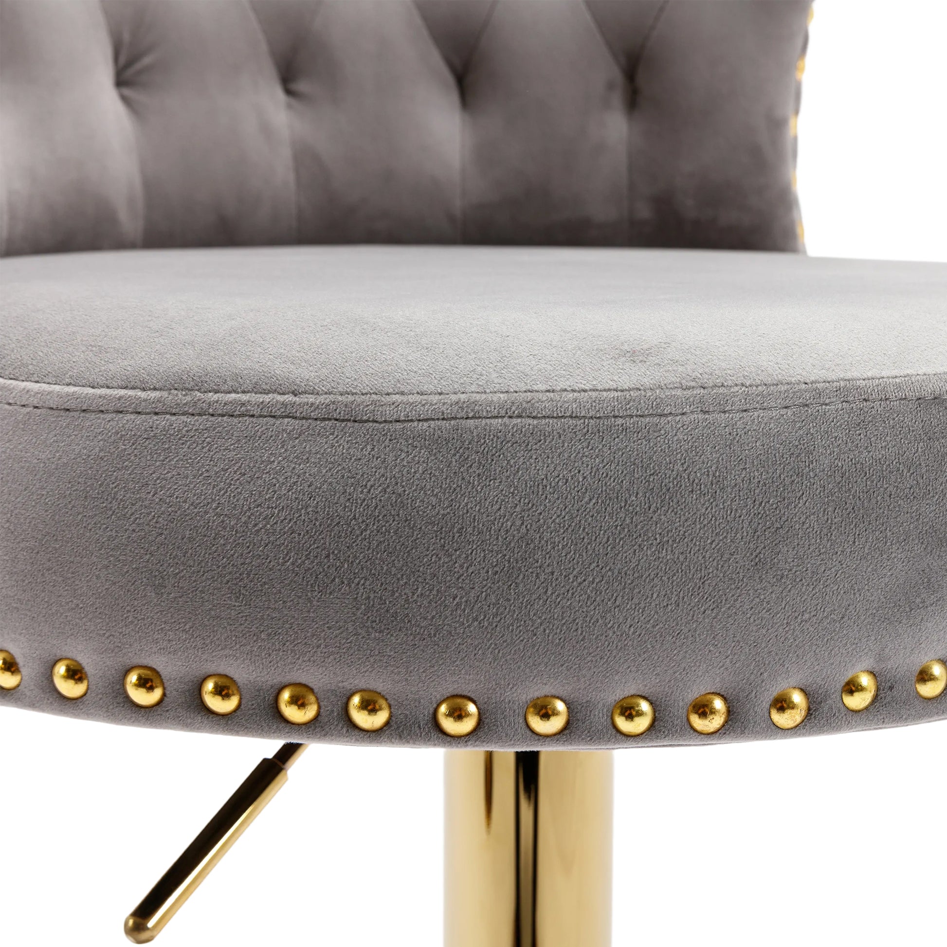 Coolmore Swivel Bar Stools Set Of 2 Adjustable Counter Height Chairs With Footrest For Kitchen, Dining Room 2Pc Set Gray Velvet