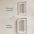 26X20 Inch Bathroom Medicine Cabinet With Led Mirror, Anti Fog, Waterproof, 3000K 6000K Single Door Lighted Bathroom Cabinet With Touch Swich, Dimmable,Recessed Or Surface Mount Right Door Mirror Included Bathroom Powder Coated 3 Silver 1 2 18 To 23 In