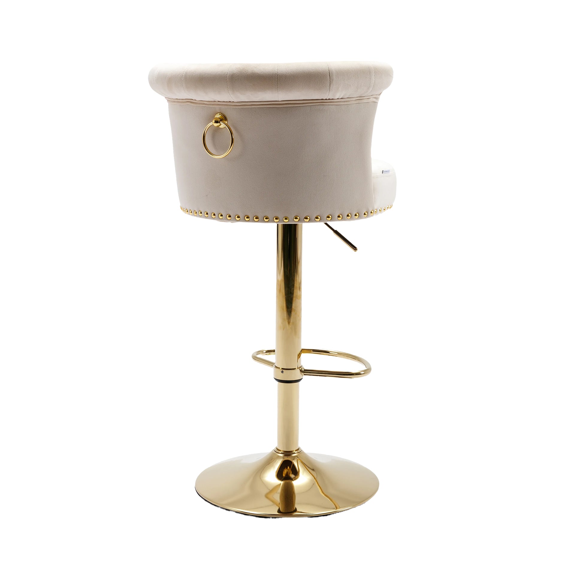 Coolmore Swivel Bar Stools Set Of 2 Adjustable Counter Height Chairs With Footrest For Kitchen, Dining Room 2Pc Set Beige Velvet