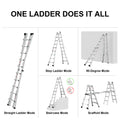 Aluminum Multi Position Ladder with Wheels, 300 lbs metallic grey-aluminium alloy