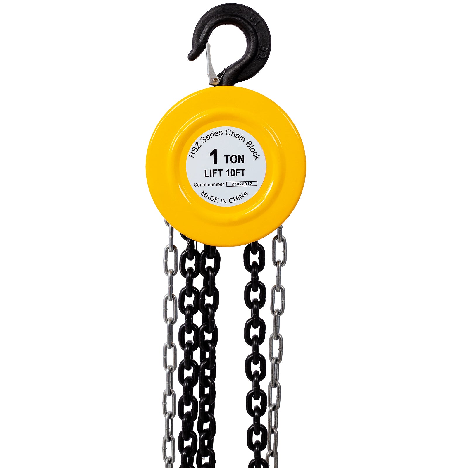 Chain Hoist 2200Lbs 1T Capacity 10Ft With 2 Heavy Duty Hooks,Manual Chain Hoist Steel Construction,Yellow Yellow Steel