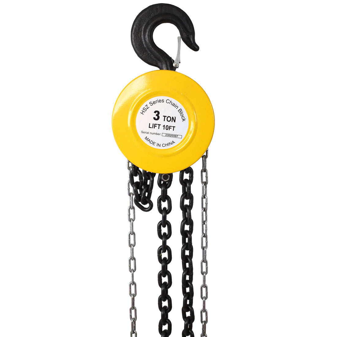 Chain Hoist 11000Lbs 5T Capacity 10Ft With 2 Heavy Duty Hooks,Manual Chain Hoist Steel Construction,Yellow Yellow Steel