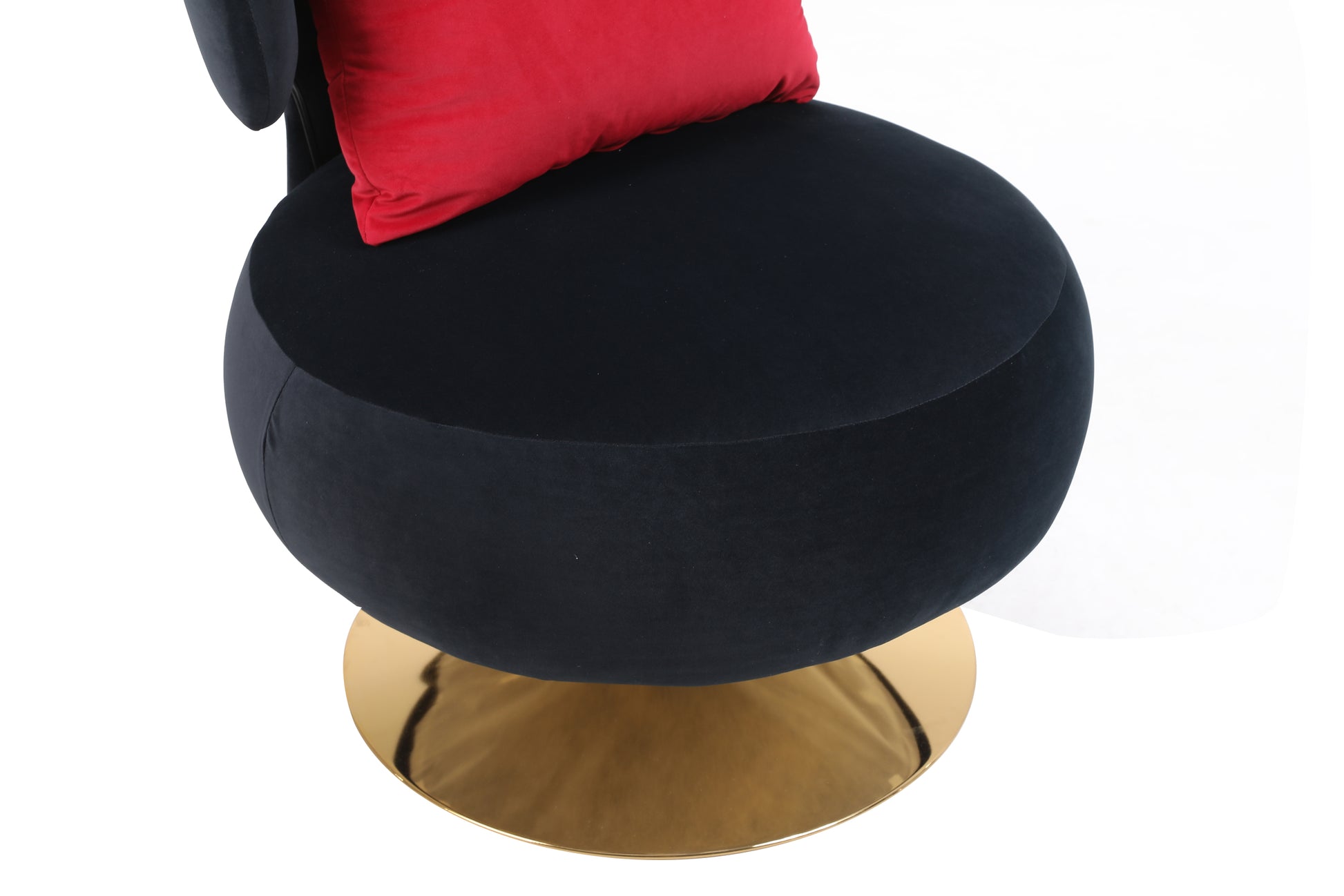 Swivel Accent Chair Armchair, Round Barrel Chair In Fabric For Living Room Bedroom Black Primary Living Space American Design Foam Velvet