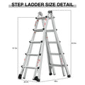 Aluminum Multi Position Ladder with Wheels, 300 lbs metallic grey-aluminium alloy