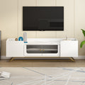 Sleek Design Tv Stand With Fluted Glass, Contemporary Entertainment Center For Tvs Up To 70