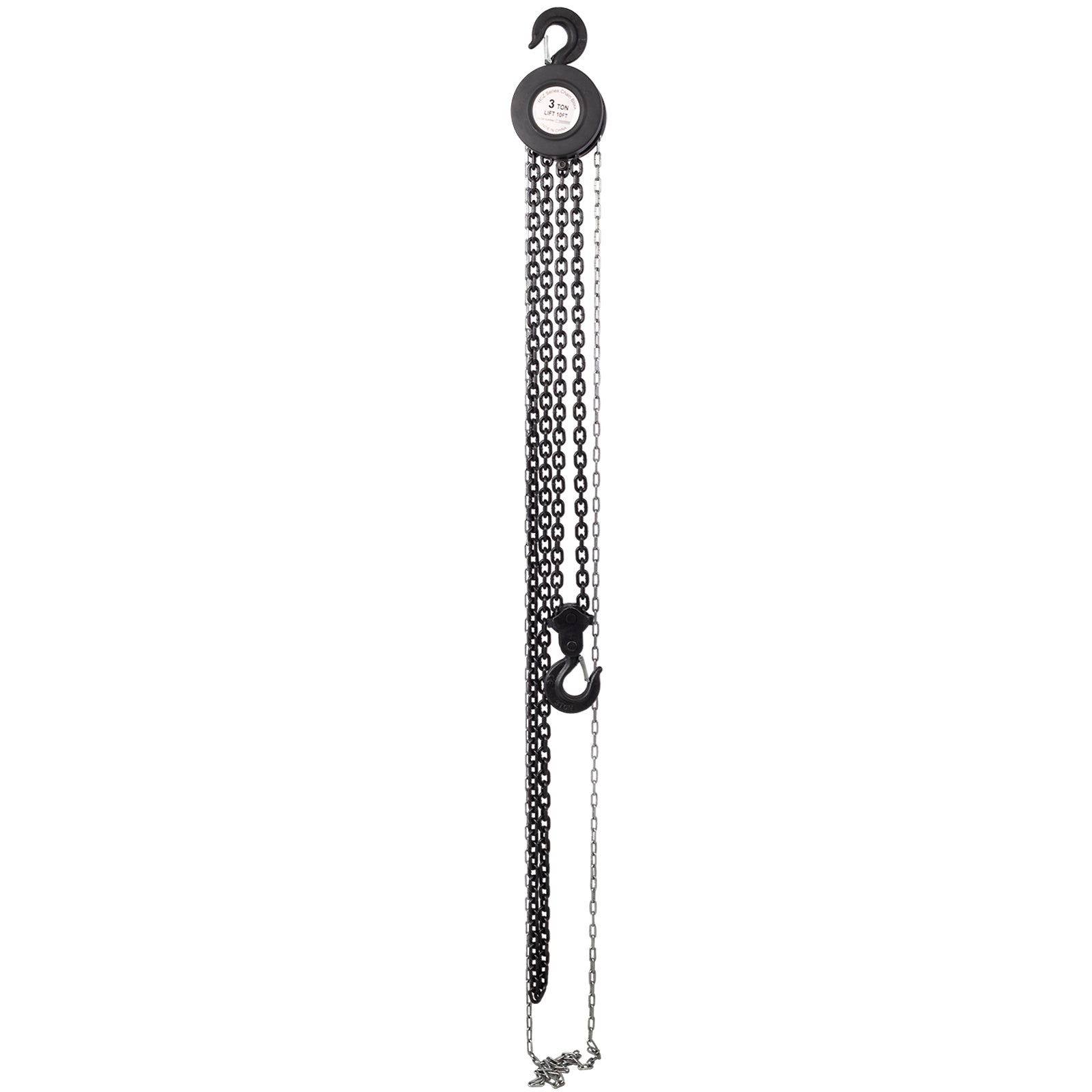 Chain Hoist 4400Lbs 2T Capacity 10Ft With 2 Heavy Duty Hooks,Manual Chain Hoist Steel Construction,Black Black Steel