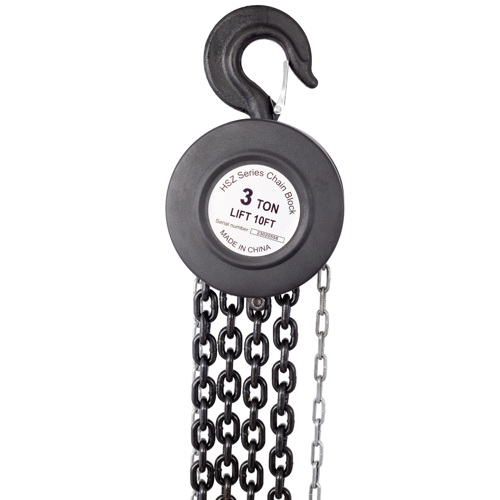 Chain Hoist 4400Lbs 2T Capacity 10Ft With 2 Heavy Duty Hooks,Manual Chain Hoist Steel Construction,Black Black Steel