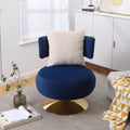 Swivel Accent Chair Armchair, Round Barrel Chair In Fabric For Living Room Bedroom Navy Primary Living Space American Design Foam Velvet