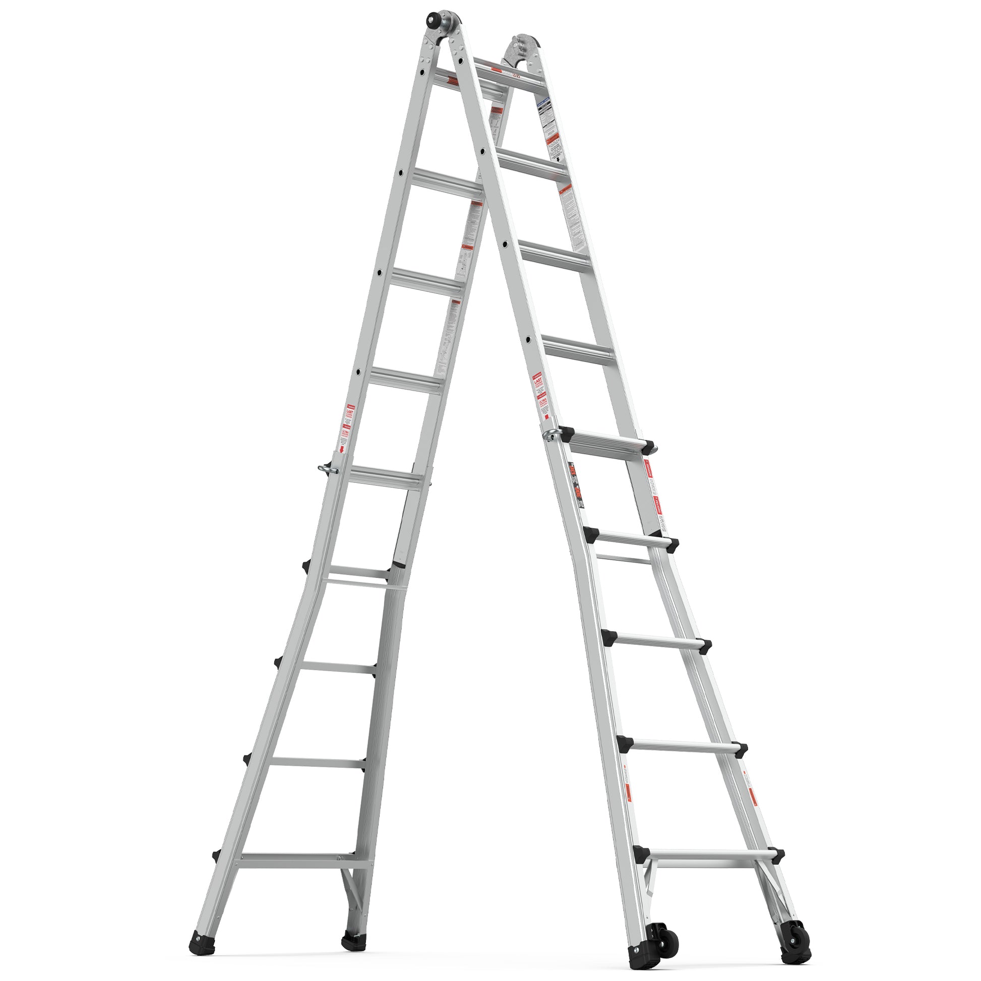 Aluminum Multi Position Ladder with Wheels, 300 lbs metallic grey-aluminium alloy