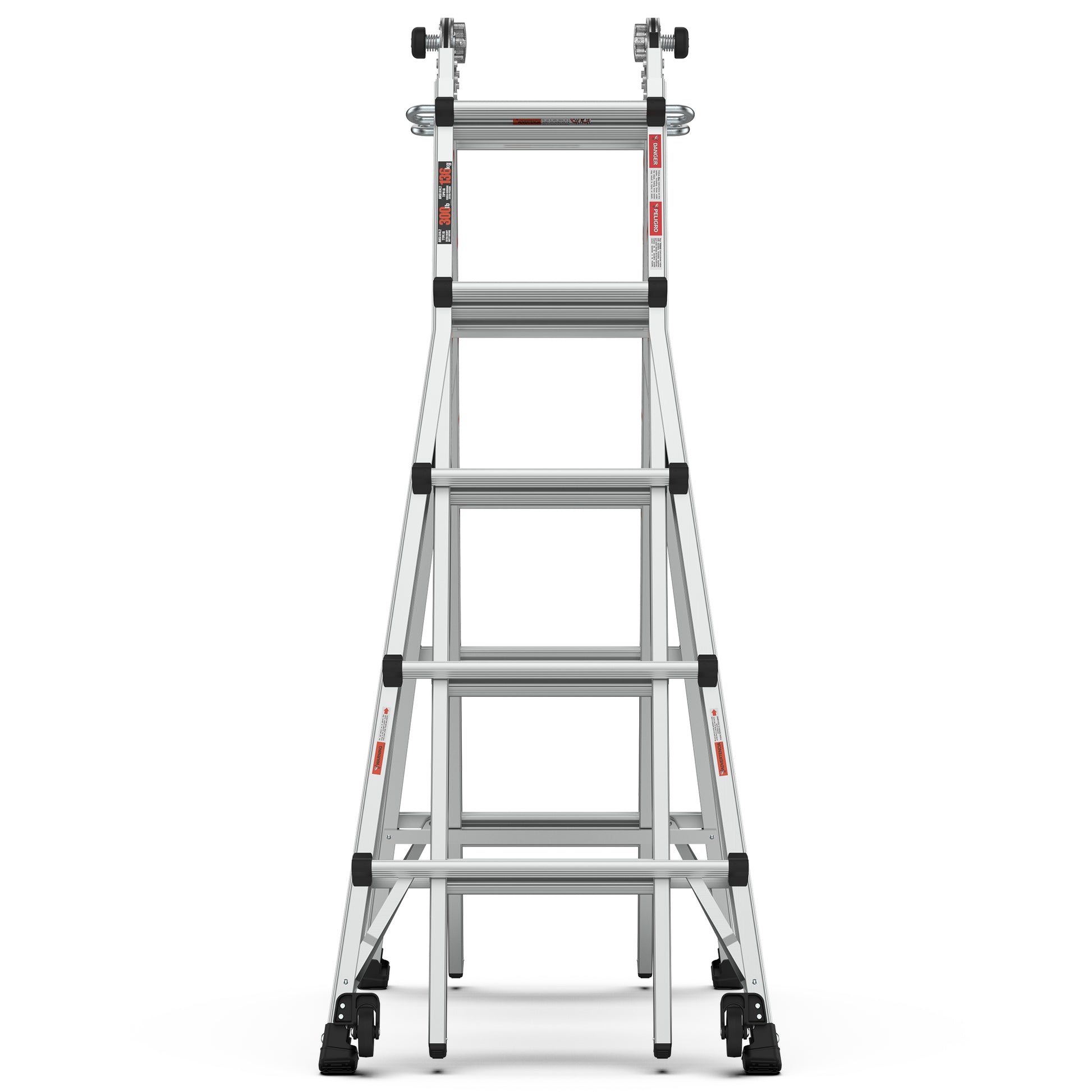 Aluminum Multi Position Ladder with Wheels, 300 lbs metallic grey-aluminium alloy