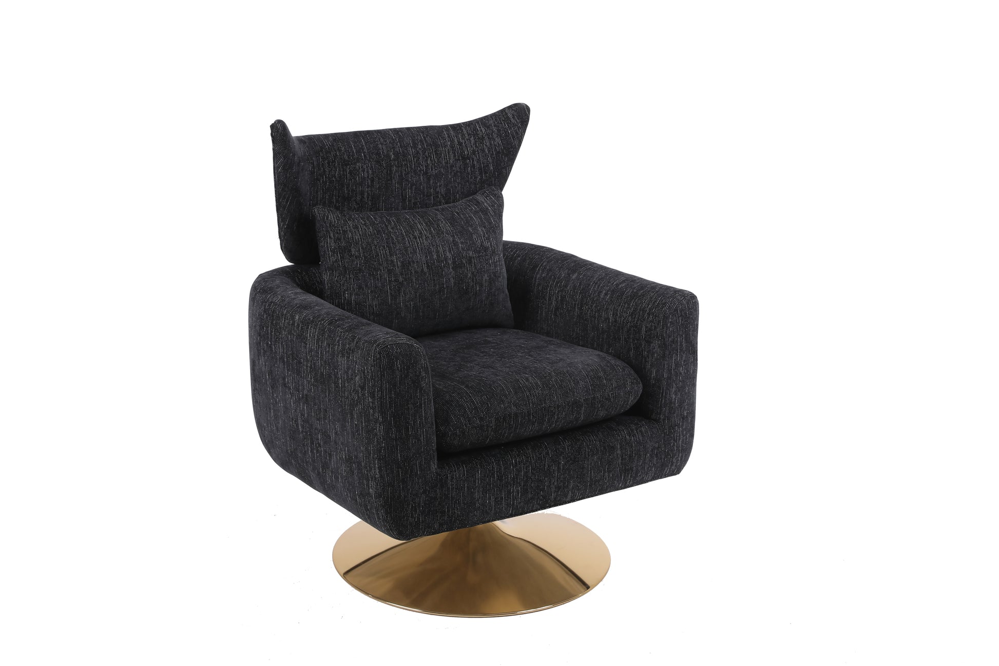 Classic Mid Century 360 Degree Swivel Accent Chair, Black Linen Black Primary Living Space American Design Foam Linen