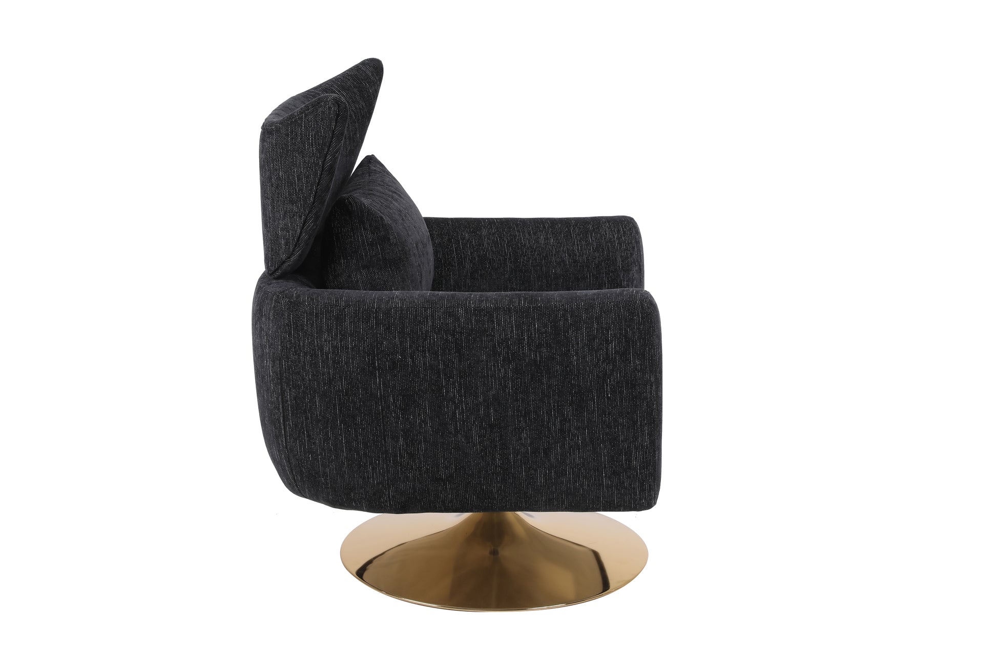 Classic Mid Century 360 Degree Swivel Accent Chair, Black Linen Black Primary Living Space American Design Foam Linen