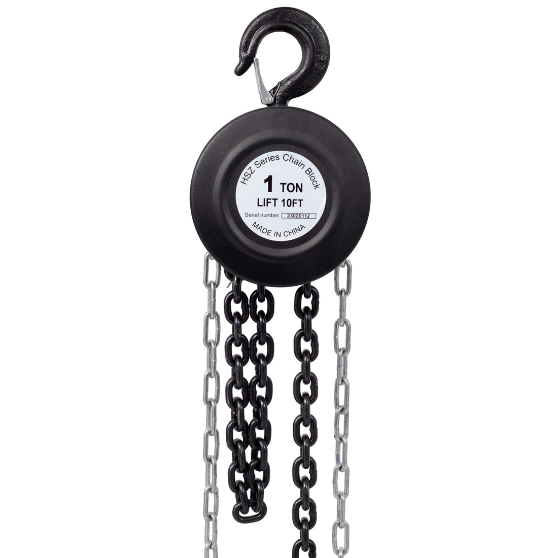 Chain Hoist 2200Lbs 1T Capacity 10Ft With 2 Heavy Duty Hooks,Manual Chain Hoist Steel Construction,Black Black Steel