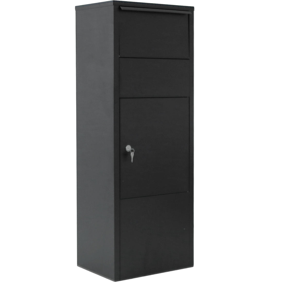 Large Package Delivery Parcel Mail Drop Box For Black, 10.5" X 15.5" X 41.30",With Lockable Storage Compartment Heavy Duty Weatherproof For Express Mail Delivery For Home & Business Use Black Steel