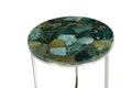 Accent Side Table: Clean Lines, Jasper Stone Top In Emerald, Modern Chrome Base, Perfect End Or Accent Table Green Stone