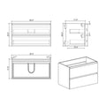 Alice 36W 201,Wall Mount Cabinet Without Basin, White Color, With Two Drawers, Pre Assembled White Mdf