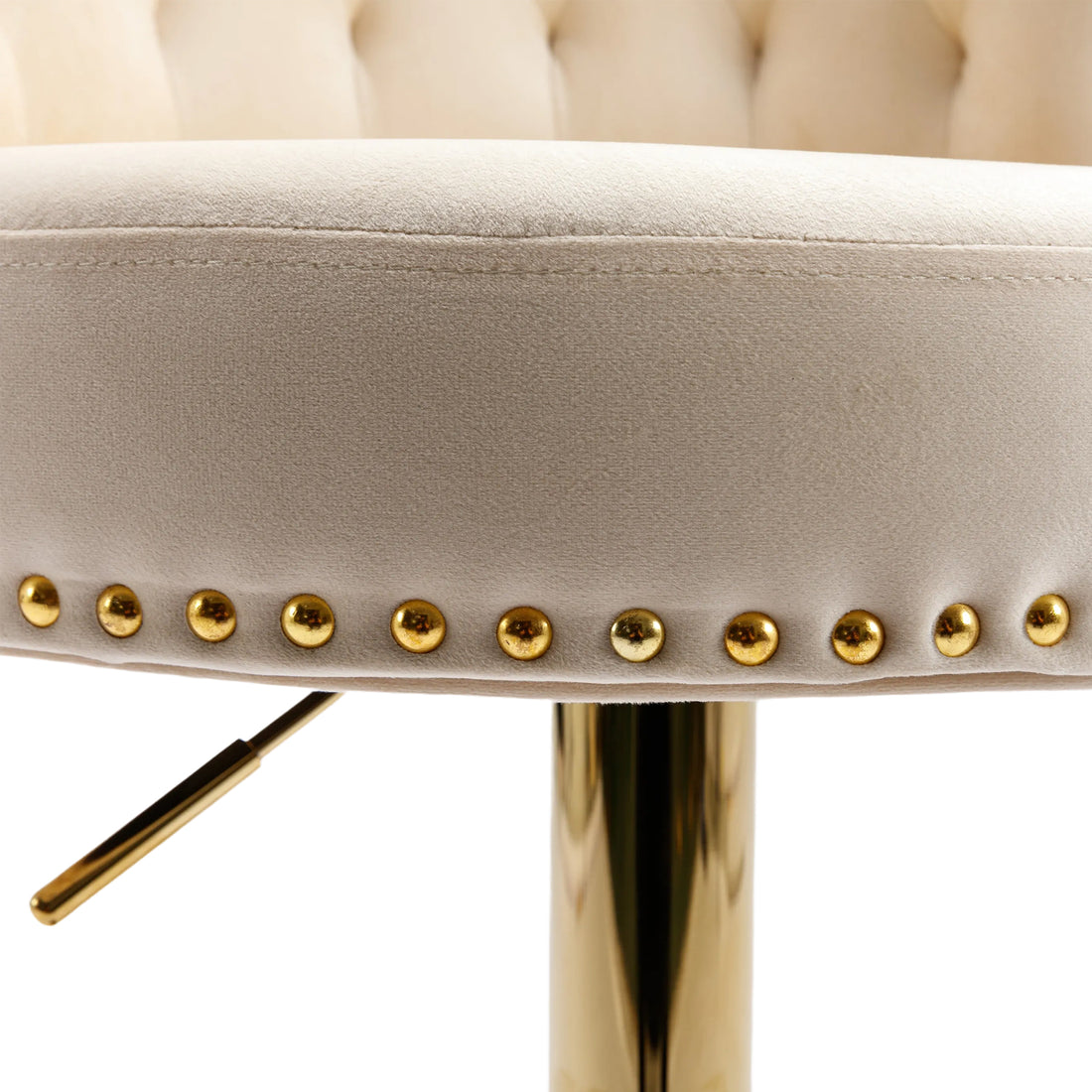 Coolmore Swivel Bar Stools Set Of 2 Adjustable Counter Height Chairs With Footrest For Kitchen, Dining Room 2Pc Set Beige Velvet