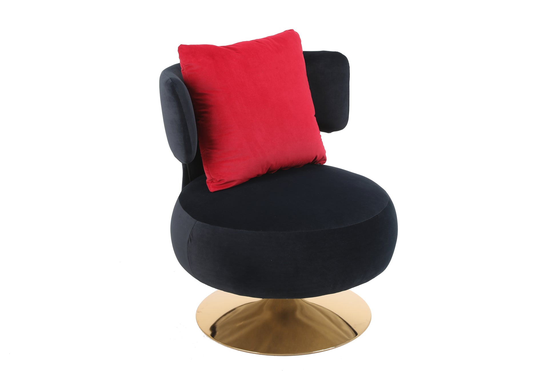 Swivel Accent Chair Armchair, Round Barrel Chair In Fabric For Living Room Bedroom Black Primary Living Space American Design Foam Velvet