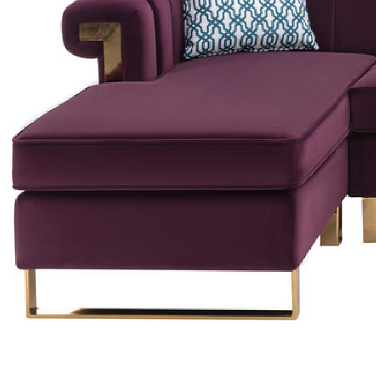 Maddie 128" Purple Velvet 5 Seater Double Chaise Sectional Sofa Purple Velvet