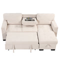 Stylish And Functional Light Chaise Lounge Sectional With Storage Rack Pull Out Bed Drop Down Table And Usb Charger Beige Beige Foam Spring