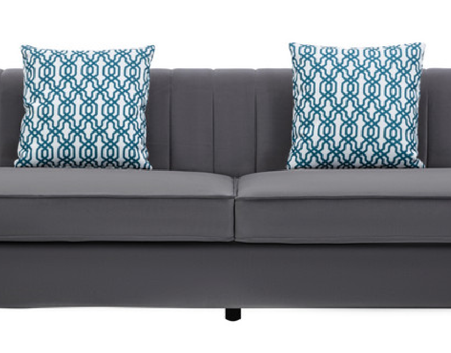 Maddie 88.5" Gray Velvet 5 Seater Sectional Sofa With Storage Ottoman Gray Velvet