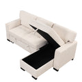 Stylish And Functional Light Chaise Lounge Sectional With Storage Rack Pull Out Bed Drop Down Table And Usb Charger Beige Beige Foam Spring