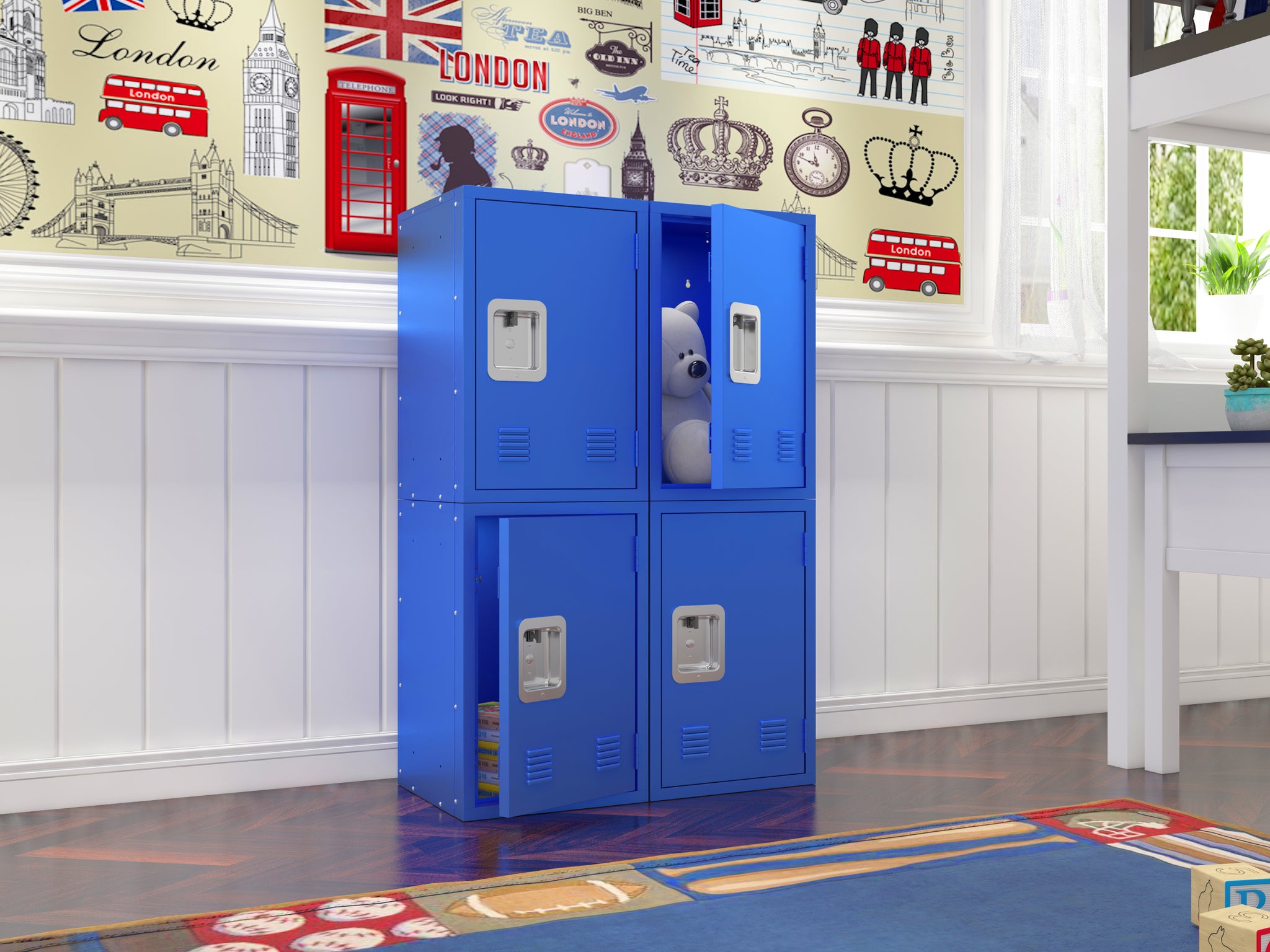 24" H Locker Storage Cabinet, Metal Locker Storage blue-steel