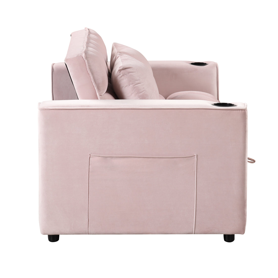 58" 4 1 Multi Functional Sofa Bed With Cup Holder And Usb Port For Living Room Or Apartments Pink Pink Foam 2 Seat