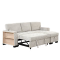 Stylish And Functional Light Chaise Lounge Sectional With Storage Rack Pull Out Bed Drop Down Table And Usb Charger Light Gray Light Gray Foam Spring