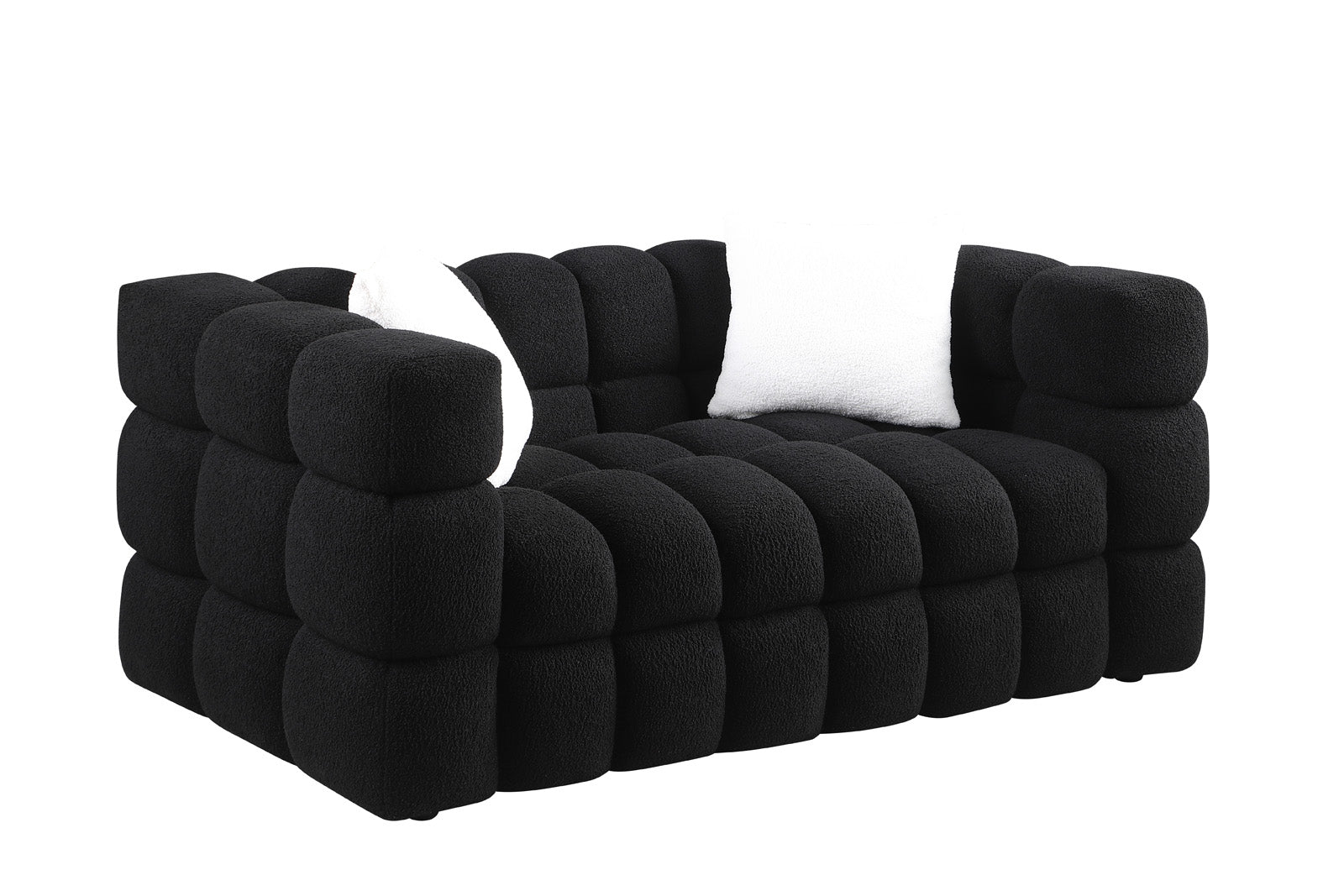 84.3 62.2 Length ,35.83" Deepth ,Human Body Structure For Usa People, Marshmallow Sofa,Boucle Sofa ,White Color,3 Seater. Sofa And Seater Black Light Brown Wood Primary Living Space Medium Soft Split Back Eucalyptus Square Arms Boucle 5 Seat