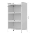 Pantry Storage Cabinet With Doors And Retractable Doors, Freestanding Cupboard Cabinets For Dining Room Living Room, White White Steel