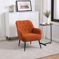 Modern Mid Century Chair Linen Sherpa Armchair For Living Room Bedroom Office Easy Assemble Orange Orange Primary Living Space Foam Linen