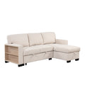 Stylish And Functional Light Chaise Lounge Sectional With Storage Rack Pull Out Bed Drop Down Table And Usb Charger Beige Beige Foam Spring