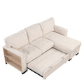 Stylish And Functional Light Chaise Lounge Sectional With Storage Rack Pull Out Bed Drop Down Table And Usb Charger Beige Beige Foam Spring