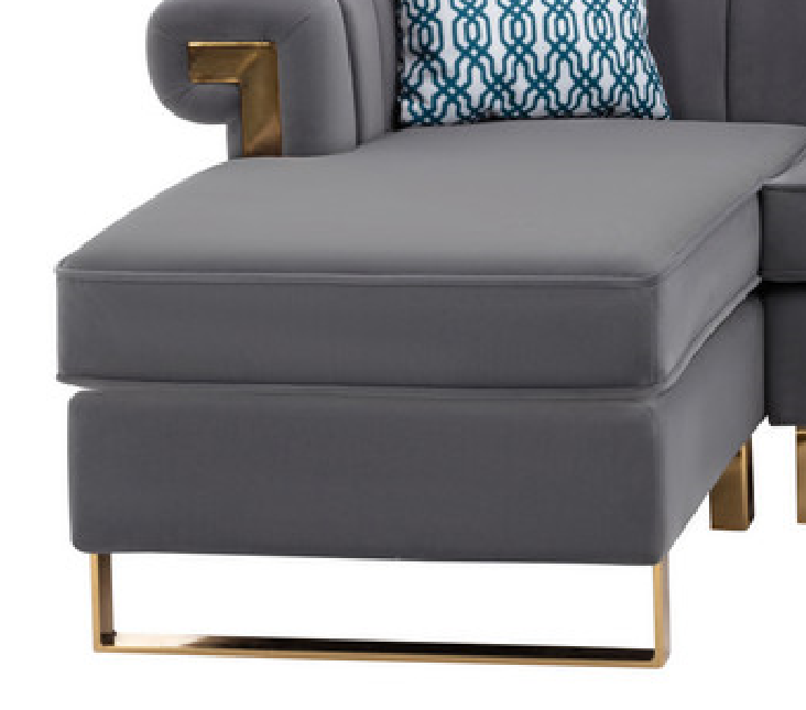 Maddie 130.5" Gray Velvet 7 Seater Sectional Sofa With Reversible Chaise And Storage Ottoman Gray Velvet