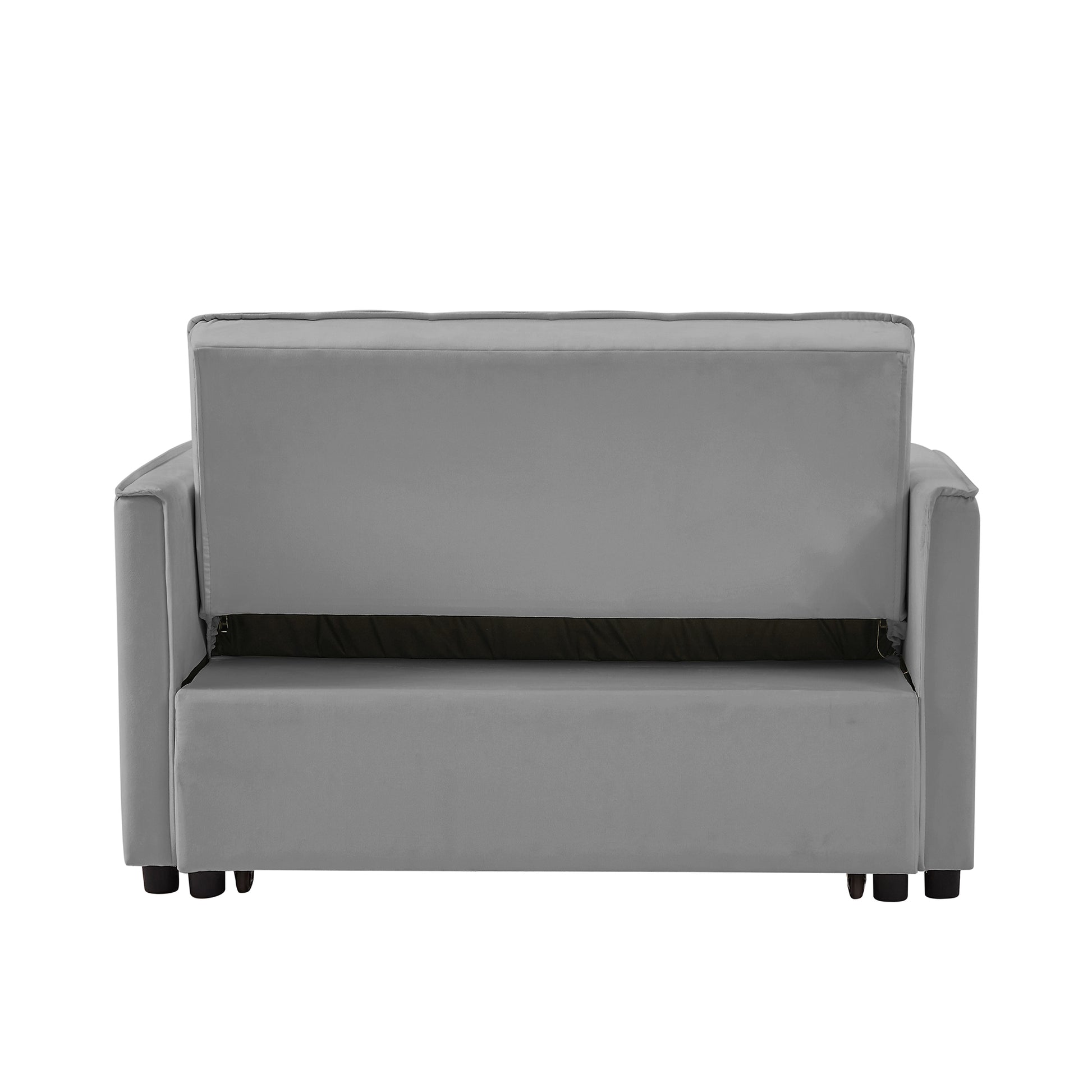 Grey Velvet Loveseat Sofa Bed 7Cm Legs Grey Wood Tufted Back Square Arms Foam Velvet 2 Seat