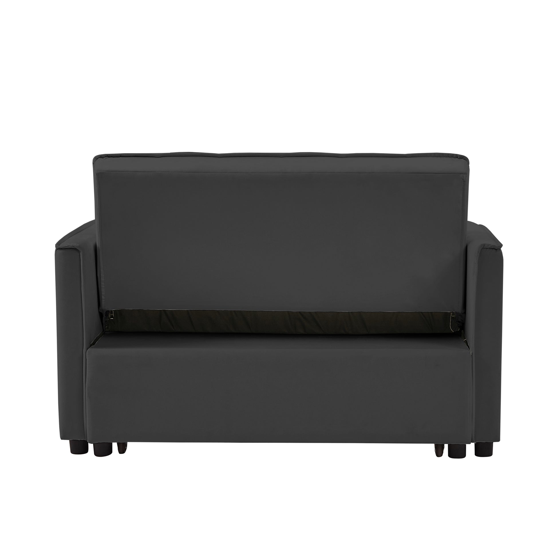 Black Velvet Loveseat Sofa Bed Black Wood Tufted Back Square Arms Foam Velvet 2 Seat