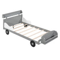 Twin Size Car Shaped Platform Bed,Twin Bed With Storage Shelf For Bedroom,Gray Gray Wood