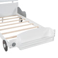 Twin Size Car Shaped Platform Bed,Twin Bed With Storage Shelf For Bedroom,White White Wood