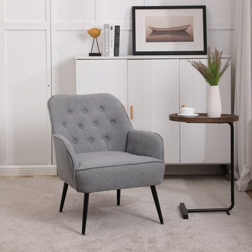 Modern Mid Century Chair Linen Sherpa Armchair For Living Room Bedroom Office Easy Assemble Light Grey Light Gray Primary Living Space Foam Linen