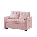 Pink Velvet Loveseat Sofa Bed Pink Wood Tufted Back Square Arms Foam Velvet