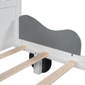 Twin Size Car Shaped Platform Bed,Twin Bed With Storage Shelf For Bedroom,White White Wood