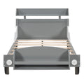 Twin Size Car Shaped Platform Bed,Twin Bed With Storage Shelf For Bedroom,Gray Gray Wood